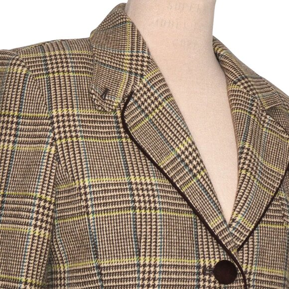 Vintage Joe Fresh Multi Brown Plaid Wool Blazer Size M - Picture 13 of 13